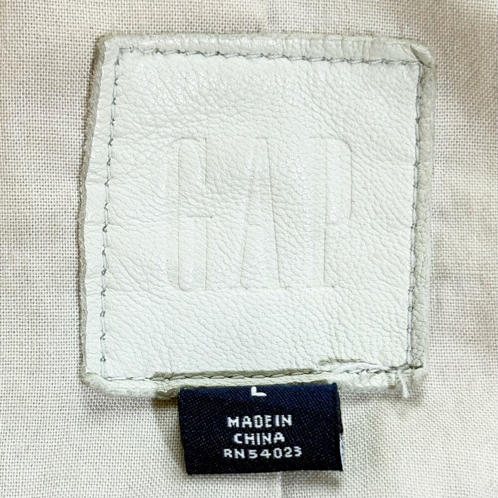 Gap Vintage 90s Y2K White Leather Jacket Large - Picture 7 of 9